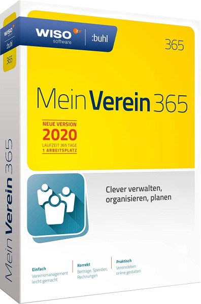 WISO Mein Verein 365 (2020), 1 Jahreslizenz, Vollversion, Box